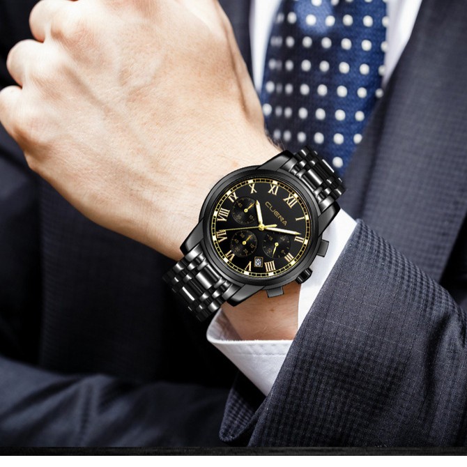 (ĐẲNG CẤP) Đồng Hồ Nam Chạy 6 Kim CUENA Máy Nhật Kính Tráng Saphire _Dây Thép Đúc Đặc Nguyên Khối | BigBuy360 - bigbuy360.vn