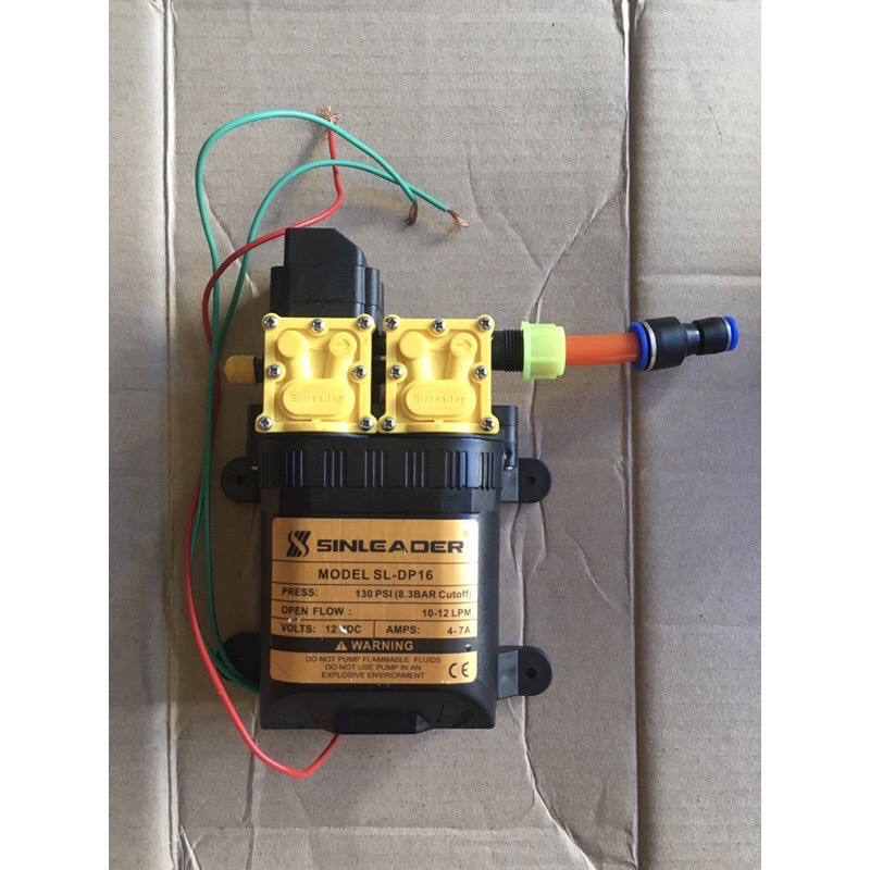 Bơm nước 12v. Bơm sinleader đôi tặng kèm đầu chuyển 12-&gt;8 phun sương làm mát tưới lan, chế rửa xe rửa máy lạnh cực mạnh.