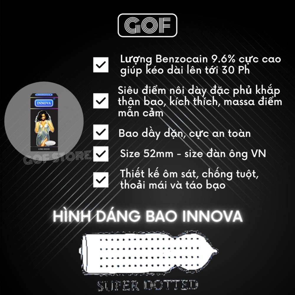 Mua 2 Bao cao su gai lớn Innova đen kéo dài thời gian Hộp 12c tặng bao cao su siêu mỏng Durex hộp 3c – GoF 👌