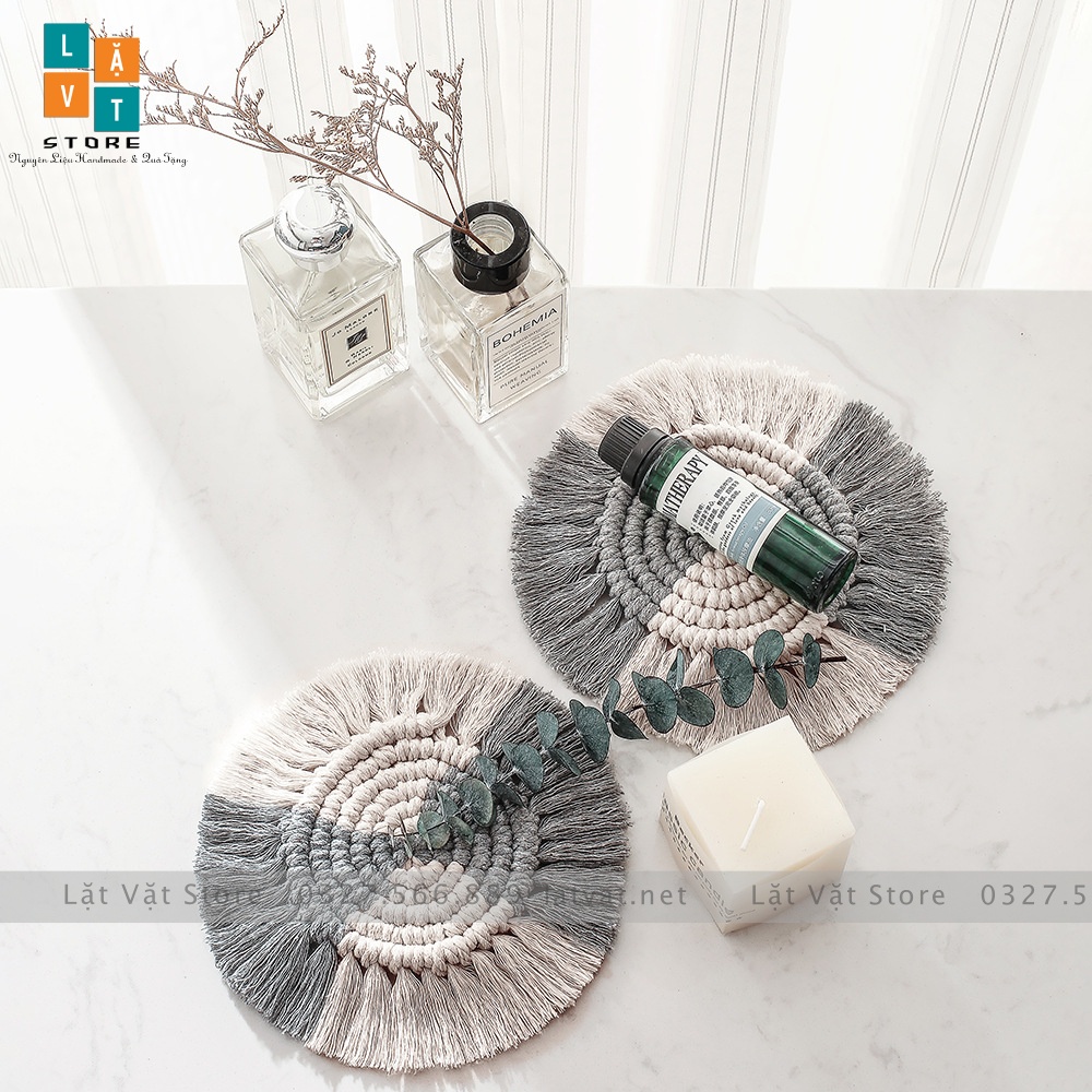 Tấm lót bàn chịu nhiệt Macrame dệt tay Monternet handmade - Patch dệt sợi bông chống nóng, tấm lót chụp ảnh sản phẩm