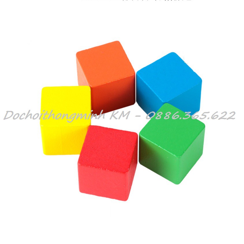 100 viên cube màu 2cm - 2.5cm - Hạt gỗ lập phương màu sắc đồ chơi gỗ giáo dục