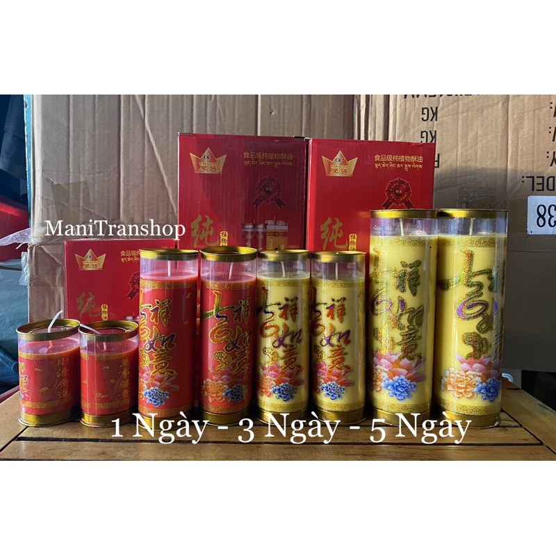Nến Ngày Đỏ - Vàng  Nến Bơ cây thực vật cao cấp, cháy 1/3 ngày