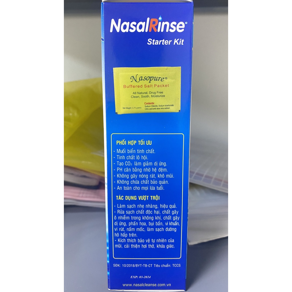 Bình Rửa Mũi Nasal Rine.Tắc Mũi,Khô Mũi,Ngạt Mũi,Xoang Mũi.Kèm 10 Gói Muối