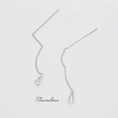Khuyên tai bạc nữ TLEE dáng dài móc cài lạ cá tính TLEE JEWELRY B0270