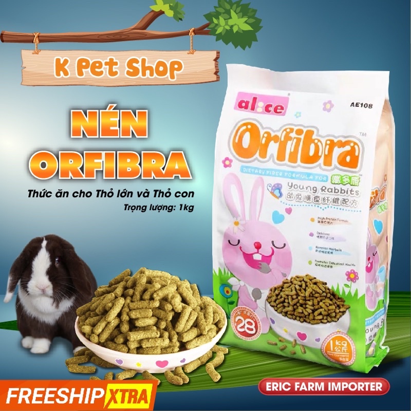 Nén Thỏ ORFIBRA  ALICE  FREE SHIP Thức Ăn Dinh Dưỡng Cho Các Loài Gặm Nhấm Thỏ Sóc Bắc Mỹ Bọ Chinchilla..