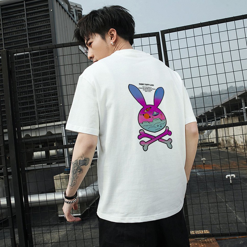 Áo Thun Tay Lỡ In Thỏ Trippy Land Unisex Freesize Dưới 75kg ATIN13 | BigBuy360 - bigbuy360.vn
