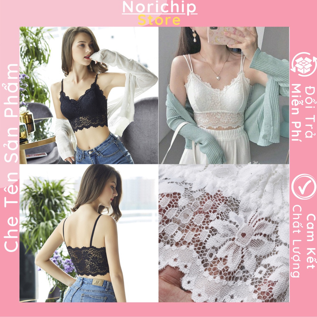 Áo bra nữ phối ren họa tiết cánh hoa dễ thương có đệm tạo form nâng ngực ôm body siêu gợi cảm NORICHIP free ship.