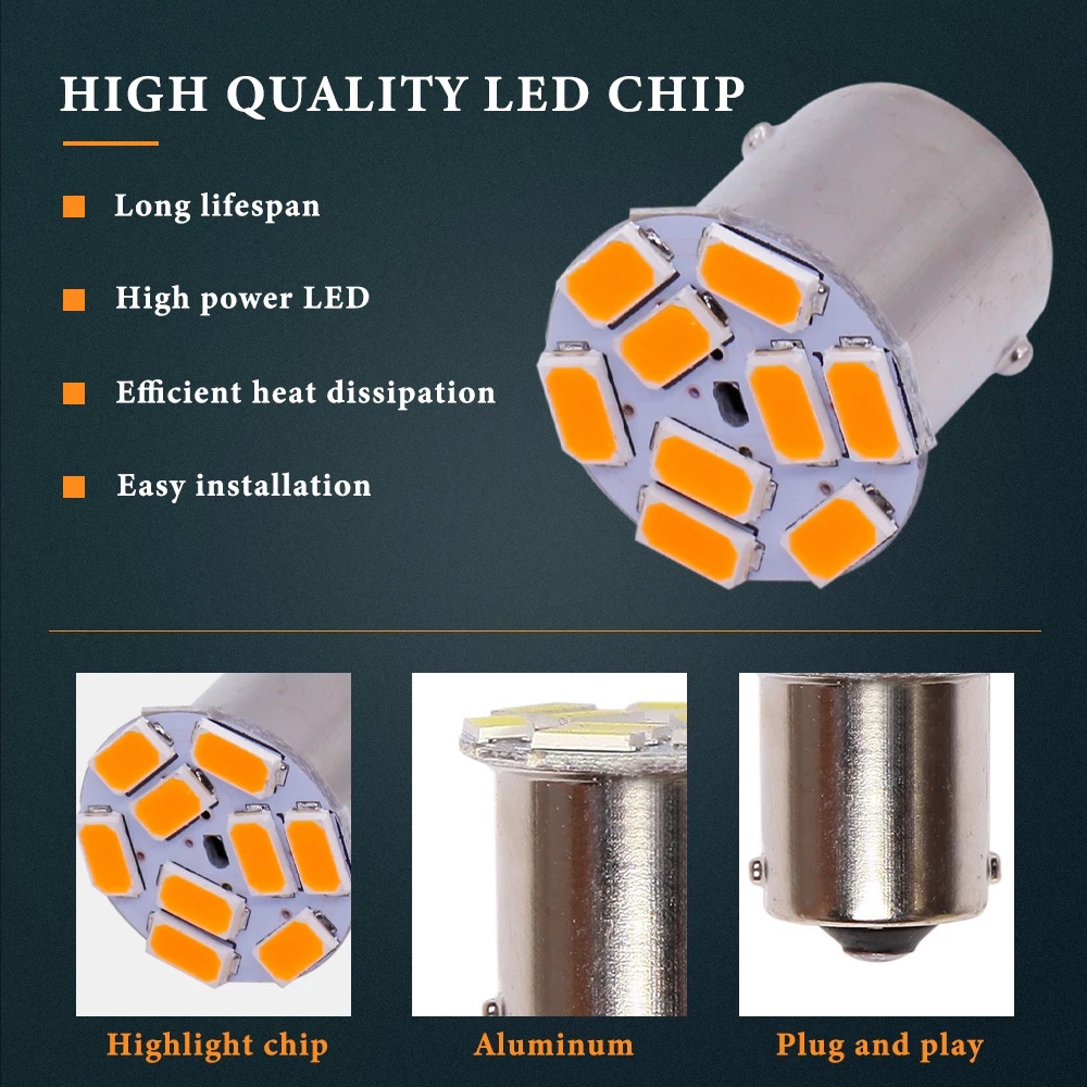Đèn Xi Nhan Kevanly Ánh Sáng Vàng S25 1156 Ba15S P21W Bau15S Py21W 5630 9smd Cho Xe Hơi