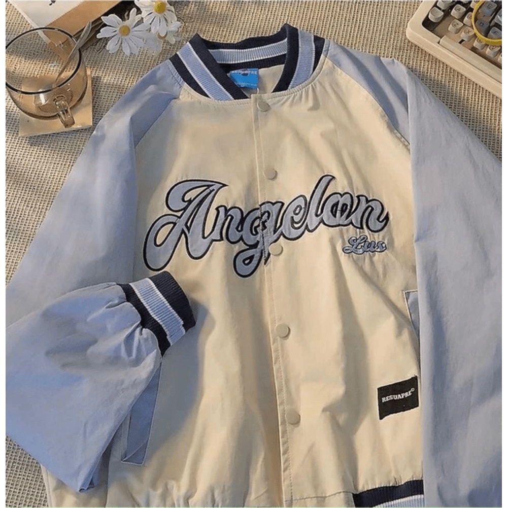Áo khoác dù Bomber bóng chày thêu Chữ Nổi ANGEL From Rộng Mẫu Mới- TP256 [NewUnisex]