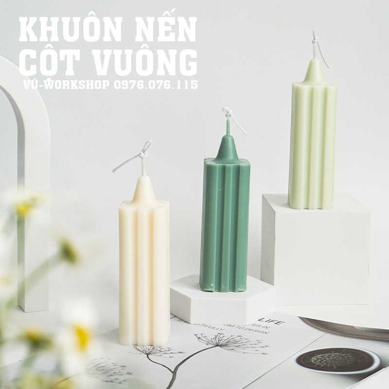 Khuôn nến - Khuôn Silicone hình cột vuông Lâu đài, nhà thờ - Khuôn làm nến thơm nghệ thuật, nến handmade