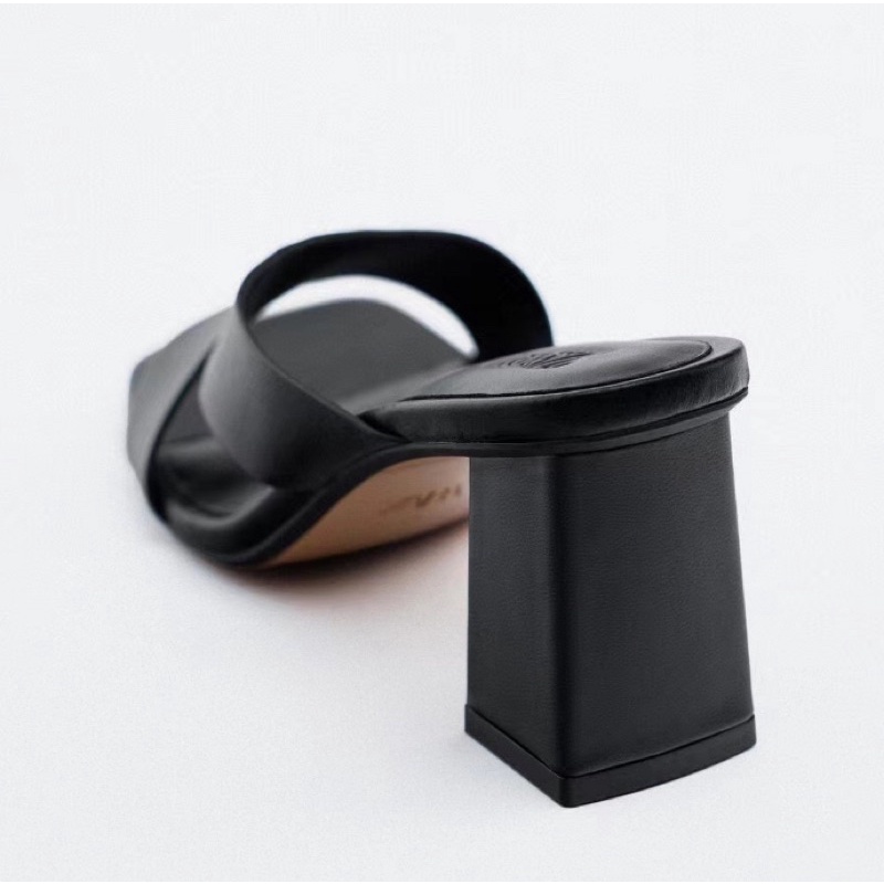 ORDER- Guốc ZR mũi vuông quai chéo da mềm gót vuông 8cm
