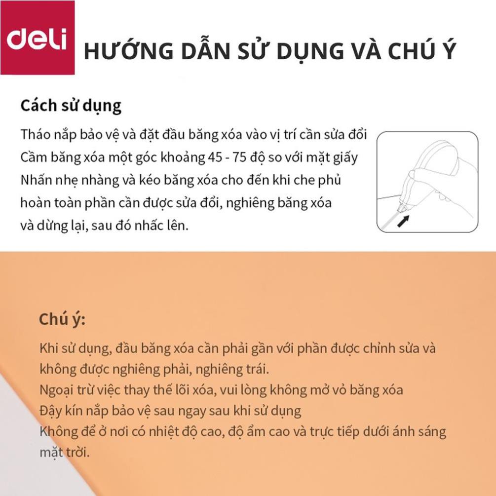 Set bút xóa băng cao cấp Deli Dài 30m/c - 2 chiếc/vỉ - 8170 [Deli]