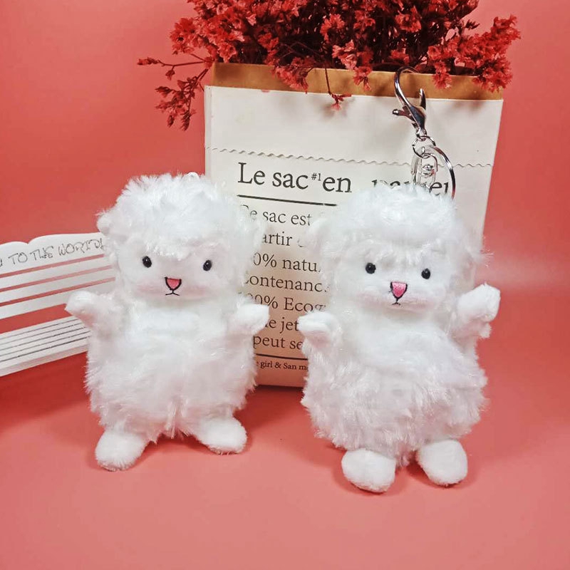 Móc Khóa Cặp Đi Học Hình Cừu Nhồi Bông Đáng Yêu