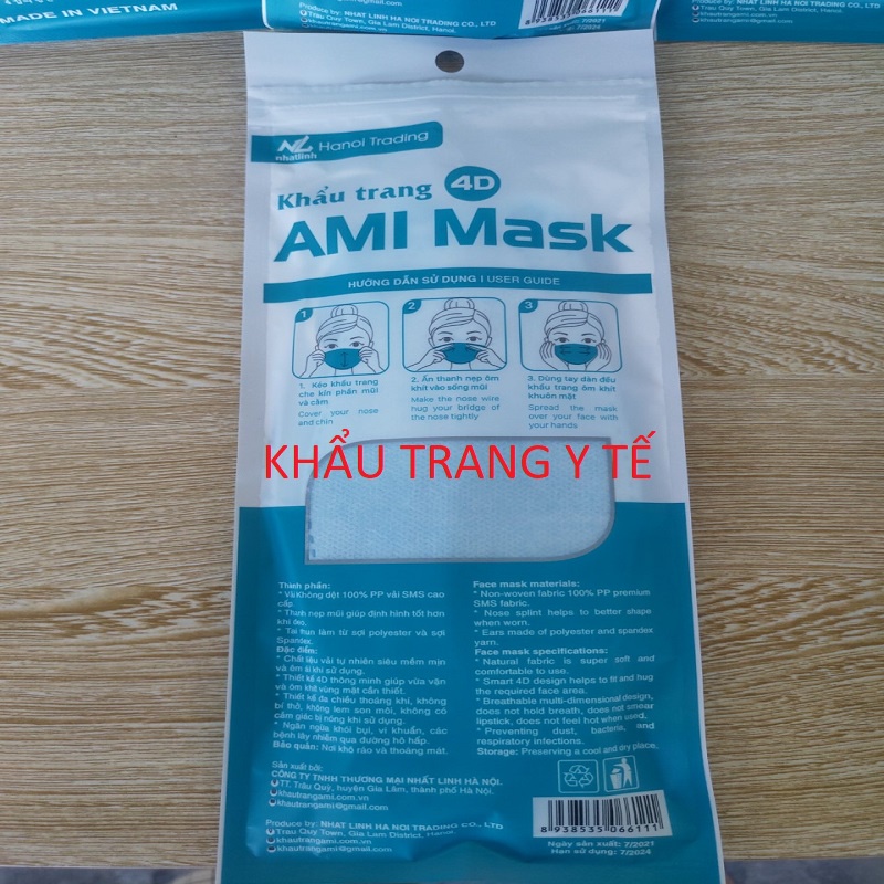 Thùng 300 Chiếc Khẩu trang y tế 4D,AMI MASK KF94, Cá, Chuẩn 4 Lớp Kháng Khuẩn