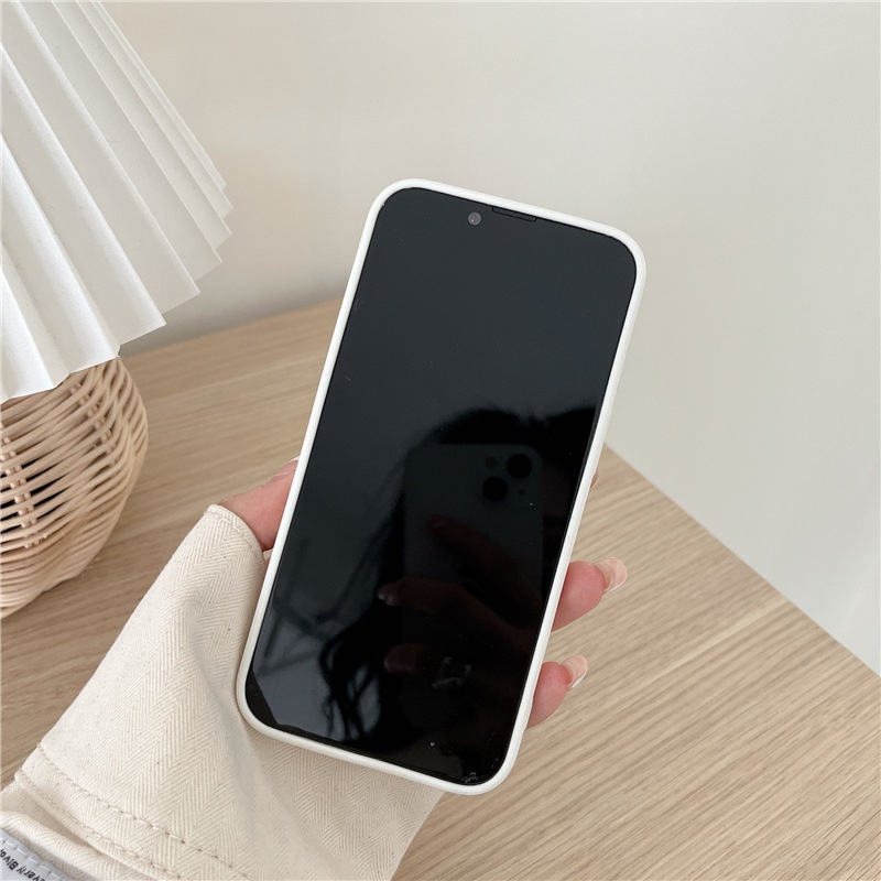 Ốp lưng iphone ốp Điện Thoại Da MINI Màu Trơn In Hình Gấu Hoạt Hình Cho iPhone 14 13 12 11 PROMAX XS XR XSMAX SE2020 6 7 8PLUS