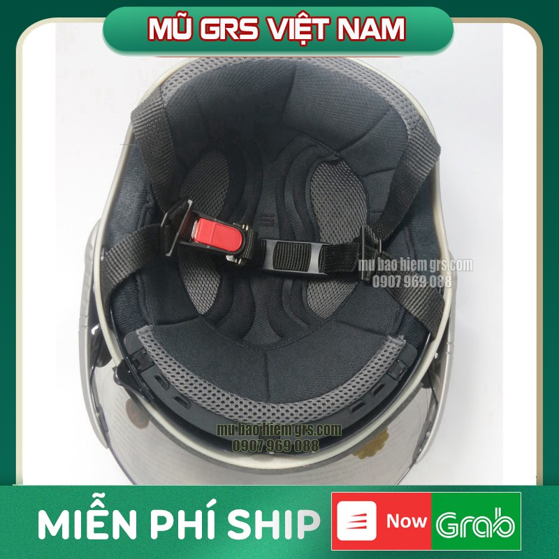 Mũ GRS A966K ĐEN NHÁM - Mũ nửa đầu 2 kính đa năng - Đen nhám