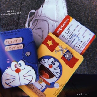 (chat chốt tên-chọn màu) vỏ hộ chiếu doremon, doraemon, mèo máy, passport cover mon