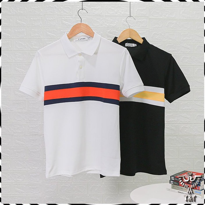 Áo phông nam có cổ đẹp tay ngắn mẫu Polo kẻ ngang mới BAT128 - BLUE MENSWEAR | BigBuy360 - bigbuy360.vn