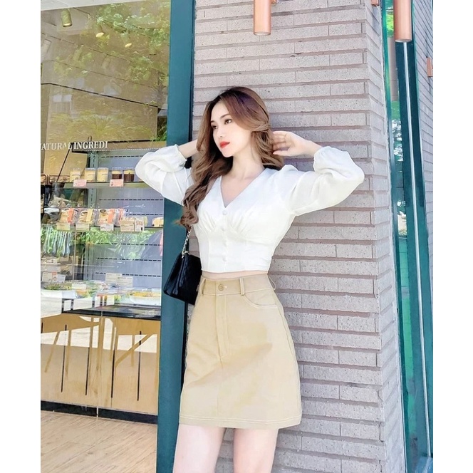 Chân váy G11 kaki basic co giãn tốt có đủ size - GEM Fashion