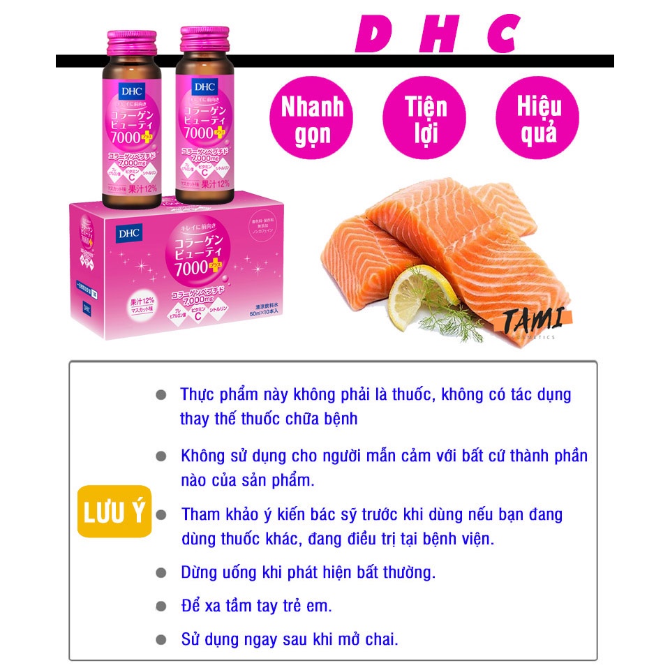 Collagen nước uống DHC Combo hộp 10 lọ colagen 50ml hỗ trợ làm sáng da, mờ thâm, mịn, đẹp da TM-DHC-CB73