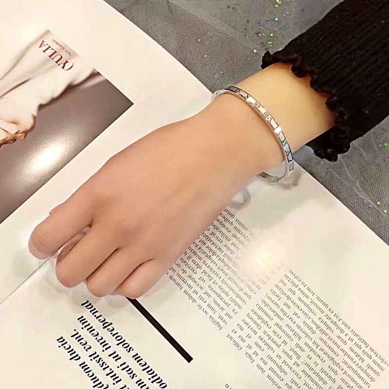 Vòng Tay Mạ Vàng 18K Mặt Số La Mã Phong Cách Hàn Quốc Cho Nữ