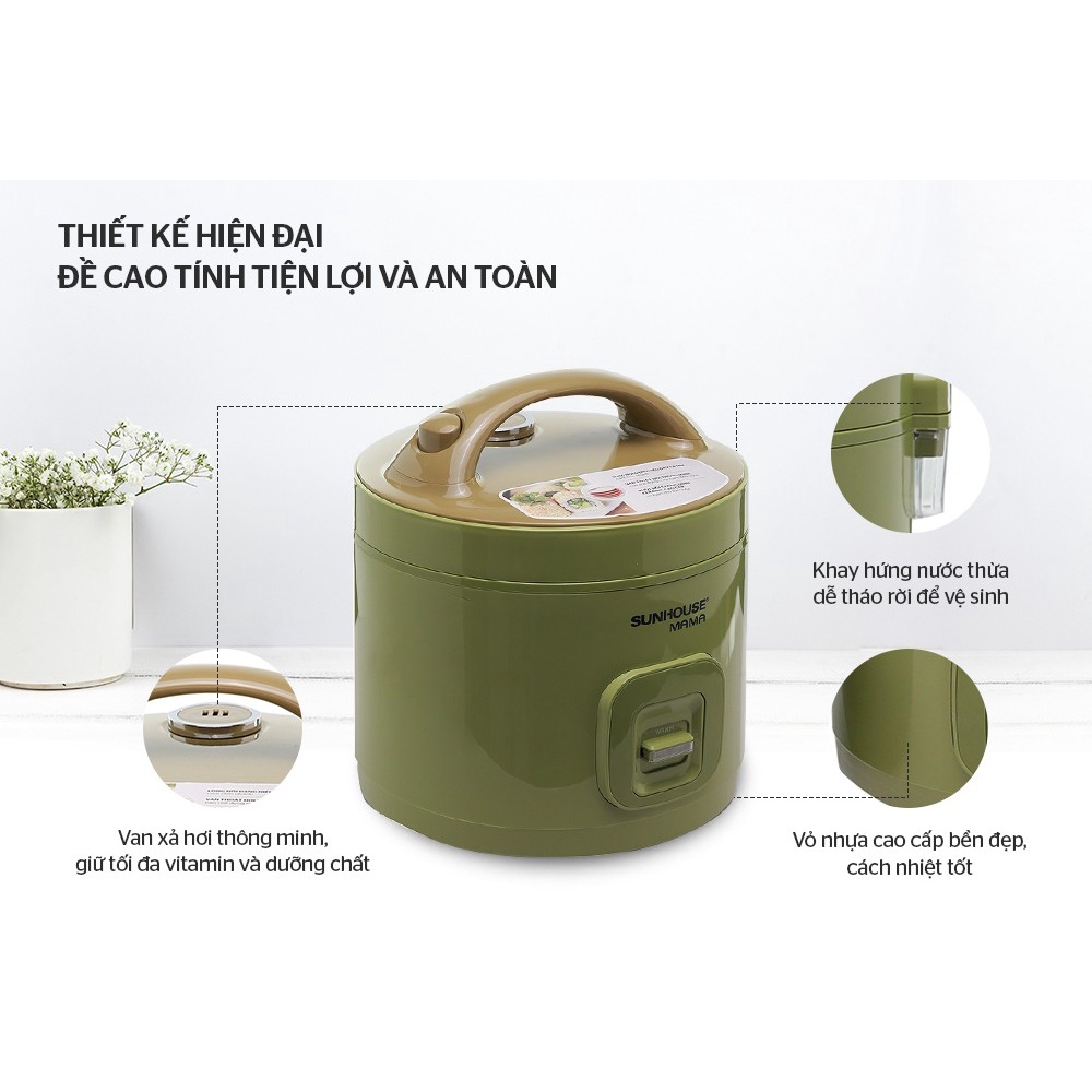 Nồi cơm điện 1.8L Sunhouse Mama SHD8665G- Hàng chính hãng ,bảo hành 24 tháng