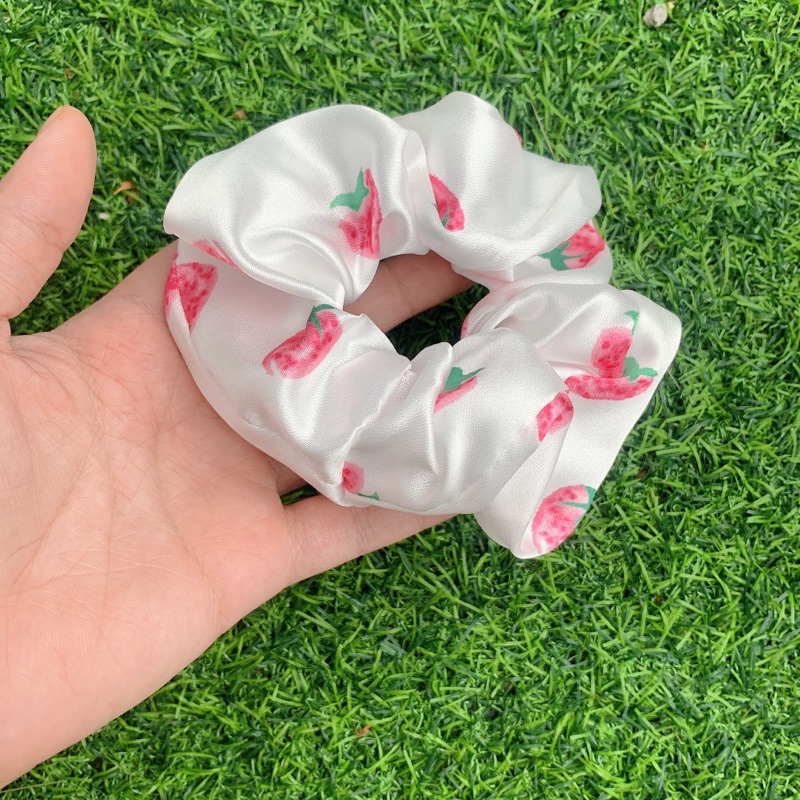 Dây buộc tóc, cột tóc scrunchies phi họa tiết trái cây tai thỏ siêu to 12cm Hàn Quốc siêu rẻ-JAMI-CT_LUA_TC
