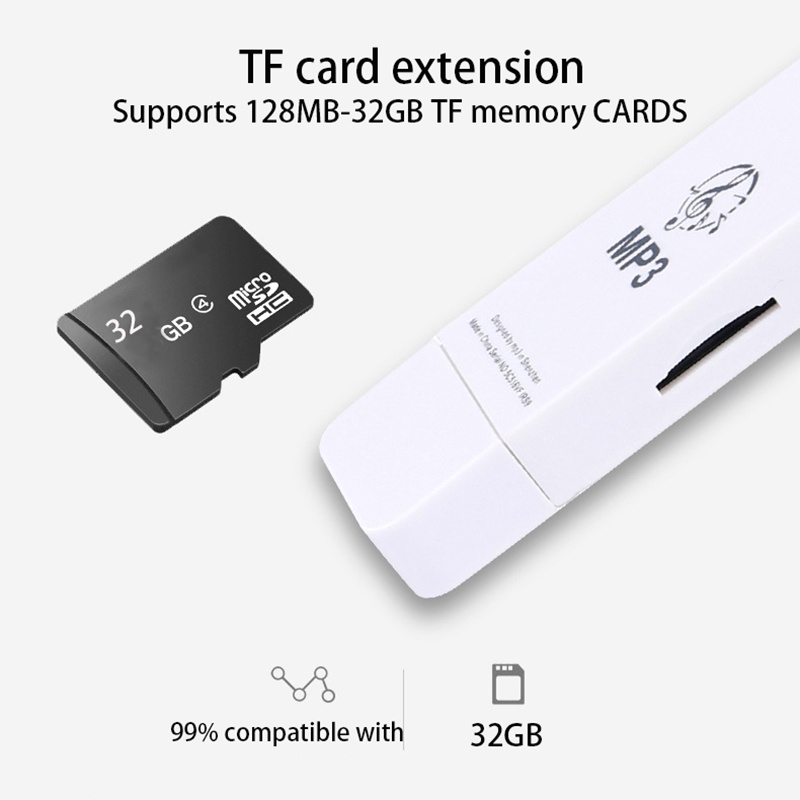 Máy nghe nhạc MP3 hỗ trợ thẻ nhớ TF 32g chất lượng cao tiện dụng