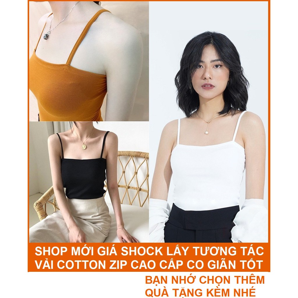 [JOSE10PTD GIẢM10%TỐIĐA 10K ĐƠN 700K] Áo 2 dây nữ- áo 2 dây croptop JOSEE’ không đệm vải cotton zip cao cấp giãn 4 chiều