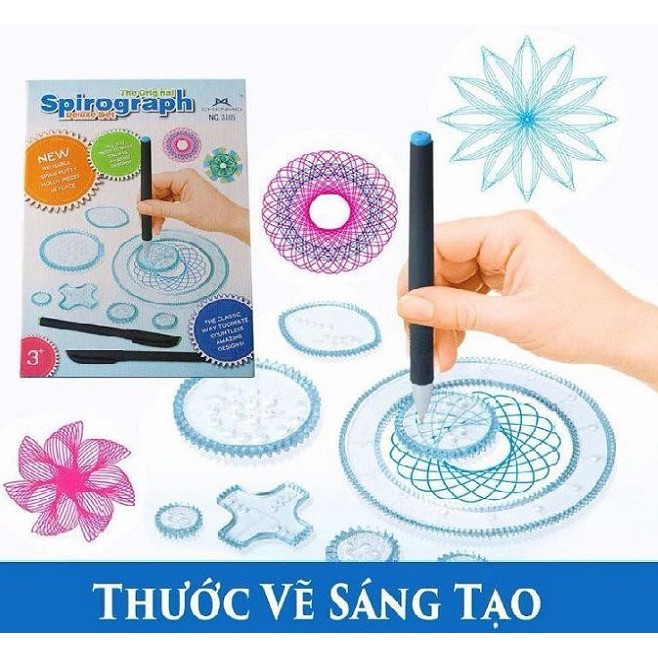 Bộ Thước Vẽ Họa Tiết, Hoc Vẽ Sáng Tạo Spirograph No:2143