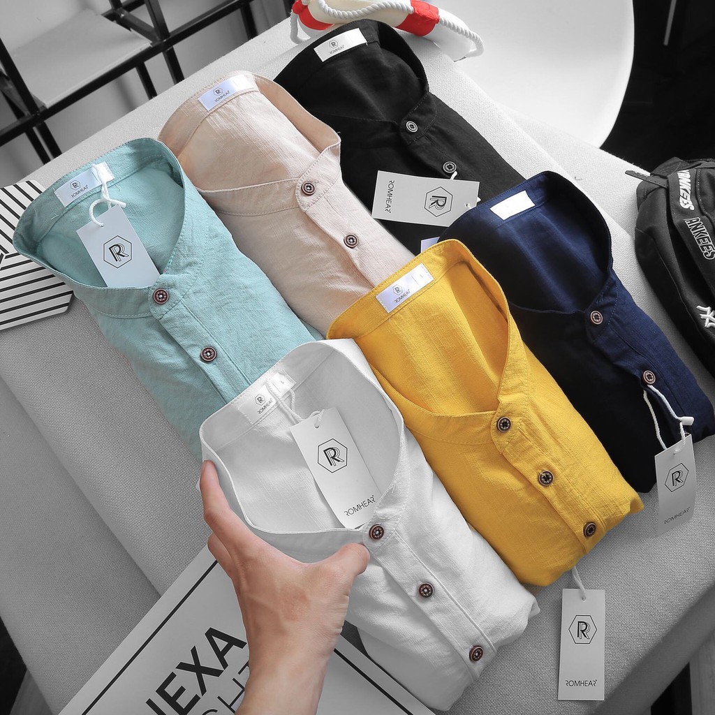 Áo đũi nam THE 1992 Áo linen cộc tay cổ tàu | BigBuy360 - bigbuy360.vn