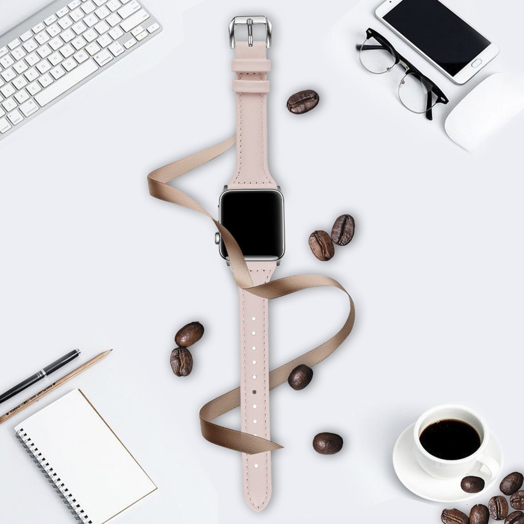 Dây Đeo Da Thật Thoáng Khí Hình Chữ T Cho Đồng Hồ Thông Minh Apple Watch Series 6 / 5 / 4 / 3 / 2 / 1 / Se Iwatch 38mm 42mm 40mm 44mm