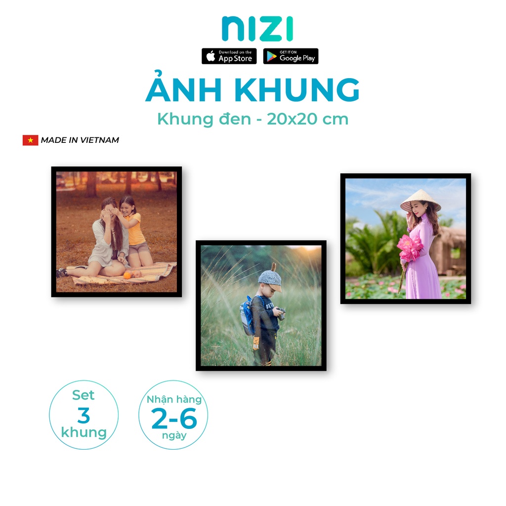 [E-voucher] Khung ảnh dán tường thông minh nhiều - sét 21x21cm