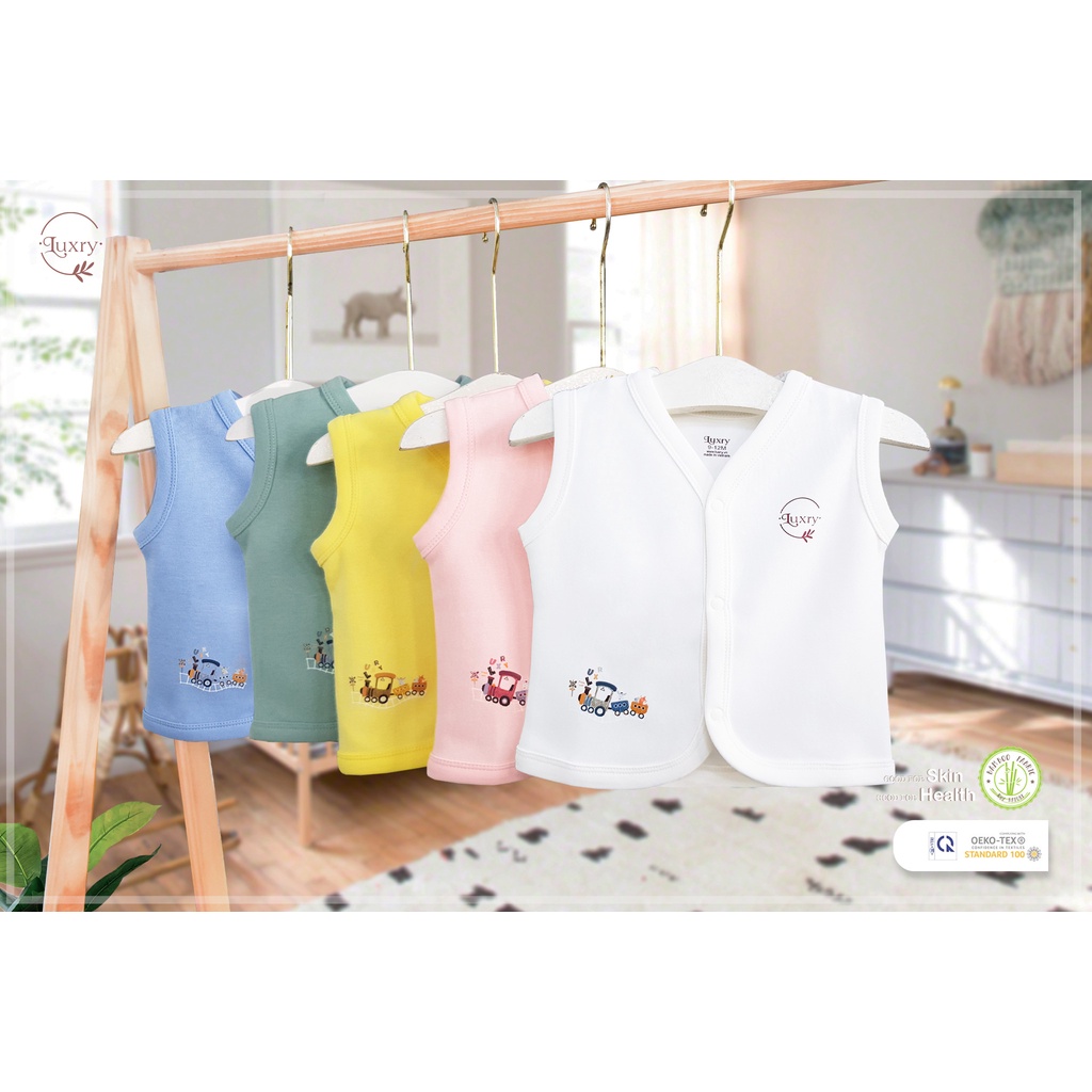 Áo ghi lê họa tiết đoàn tàu đáng yêu chất vải sợi tre pha cotton cho bé trai và bé gái từ 6 tháng đến 5 tuổi