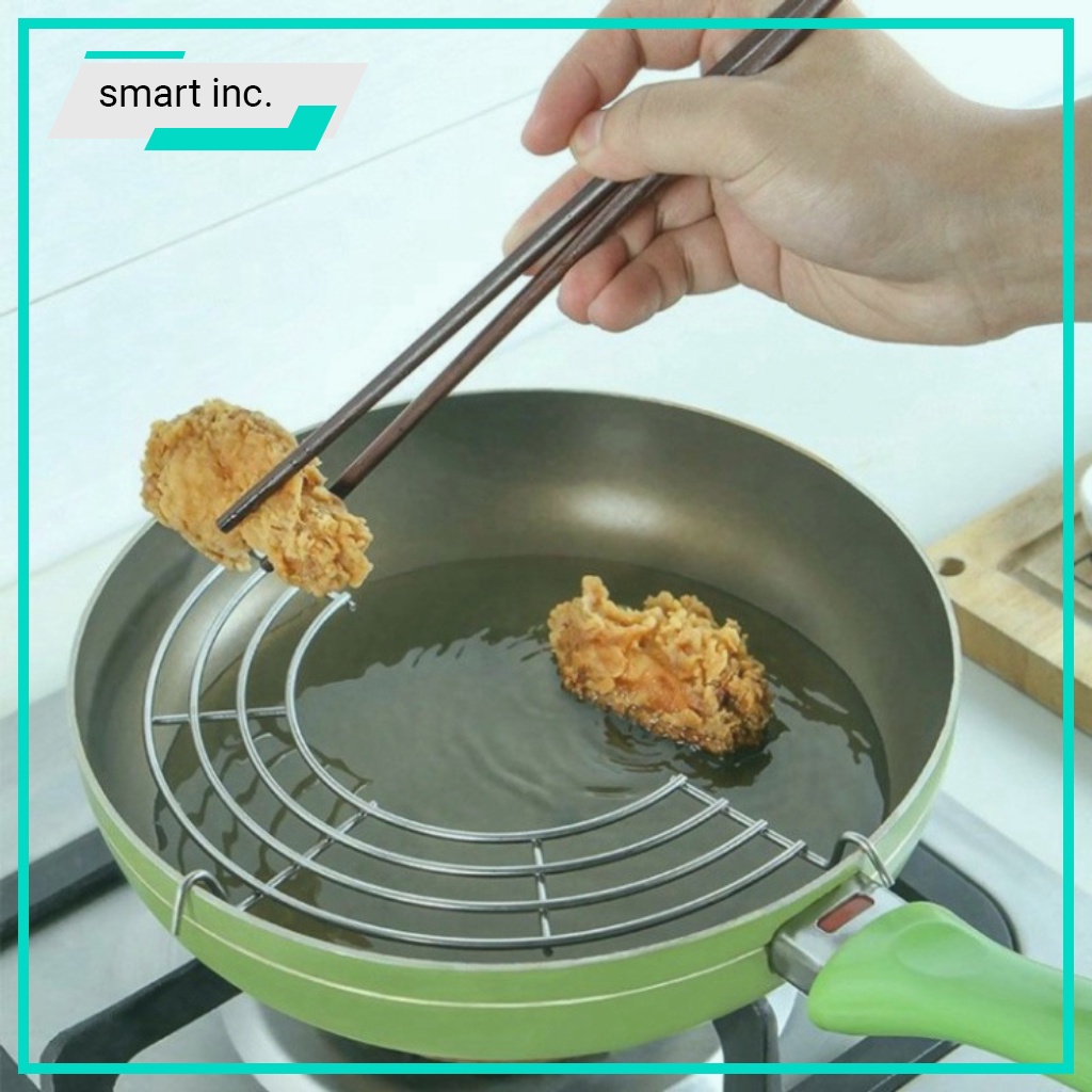 Vỉ Chiên Ráo Dầu Vỉ Gác Chảo Chiên Rán Dầu Khay Inox Tiện Dụng