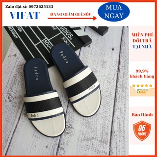 Dép da nam VIFAT quai ngang đế tpr màu trắng phối dù đen HX6