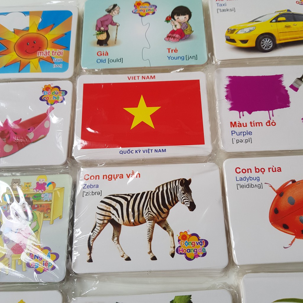 Bộ thẻ học thông minh 16 chủ đề tiếng anh với 416 thẻ song ngữ cho bé _ PK26