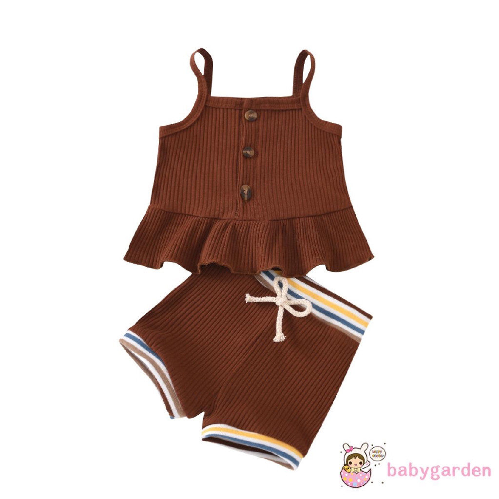 Set Áo Hai Dây Xếp Nếp + Quần Dài Lưng Thun Cho Bé Gái