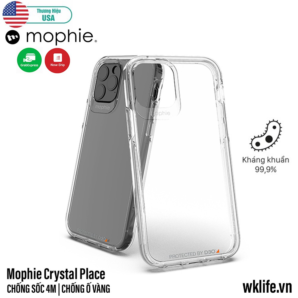 Ốp iPhone Chống Sốc Mophie D3O Crystal Palace Clear Trong Suốt Kháng Khuẩn