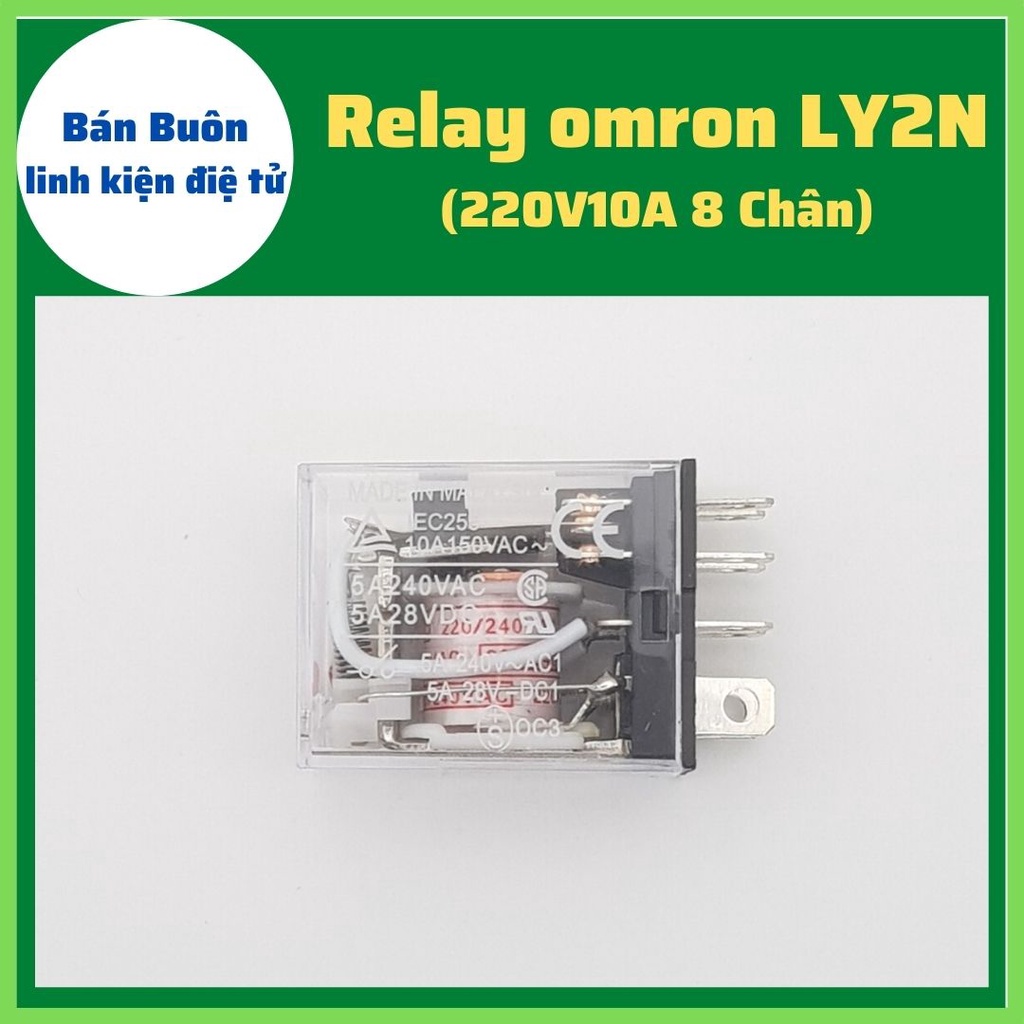 Relay 220V 8 chân, relay omron 220v 8 chân, rơ le 220v10a 8 chân. rơ le 220V, relay trung gian, (Loại chân to)