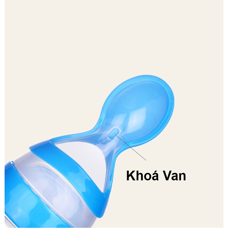 Bình Thìa Ăn Dặm Silicon An Toàn Cho Bé Có Vạch Chia Ml