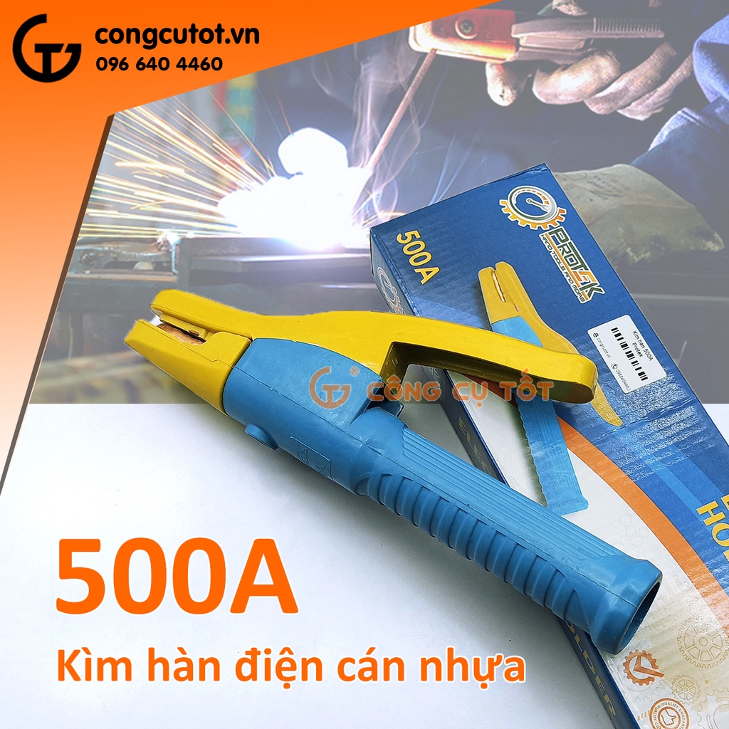 Kìm hàn điện 500Ampe Protek cán nhựa xanh dương