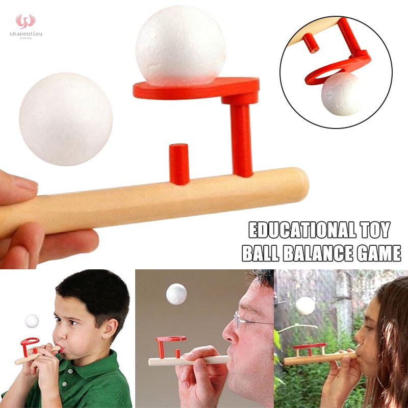 Classic Wooden Games Floating Blow Pipe Balls Balance Blowing Toys Fun Stress Reliever for Kids Children