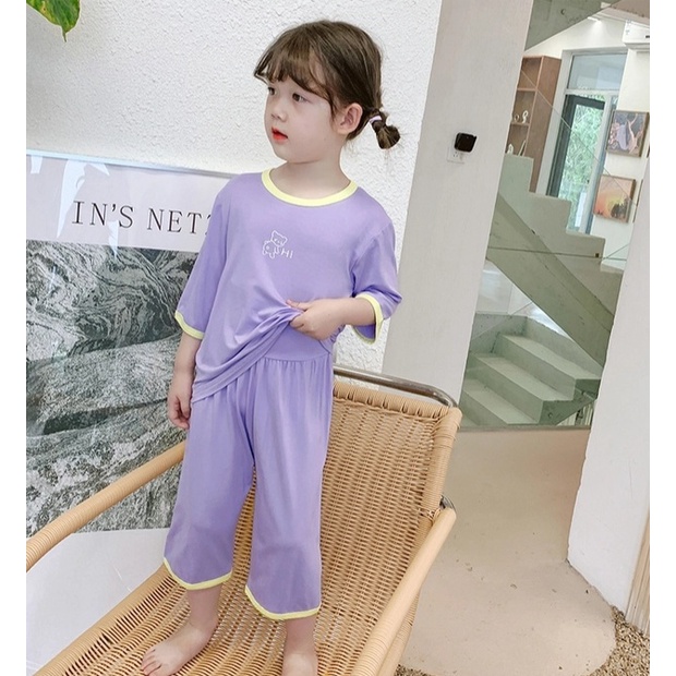 Bộ Minky mom chất thun lạnh cạp cao ống xuông cao cấp cho bé từ 7-17kg