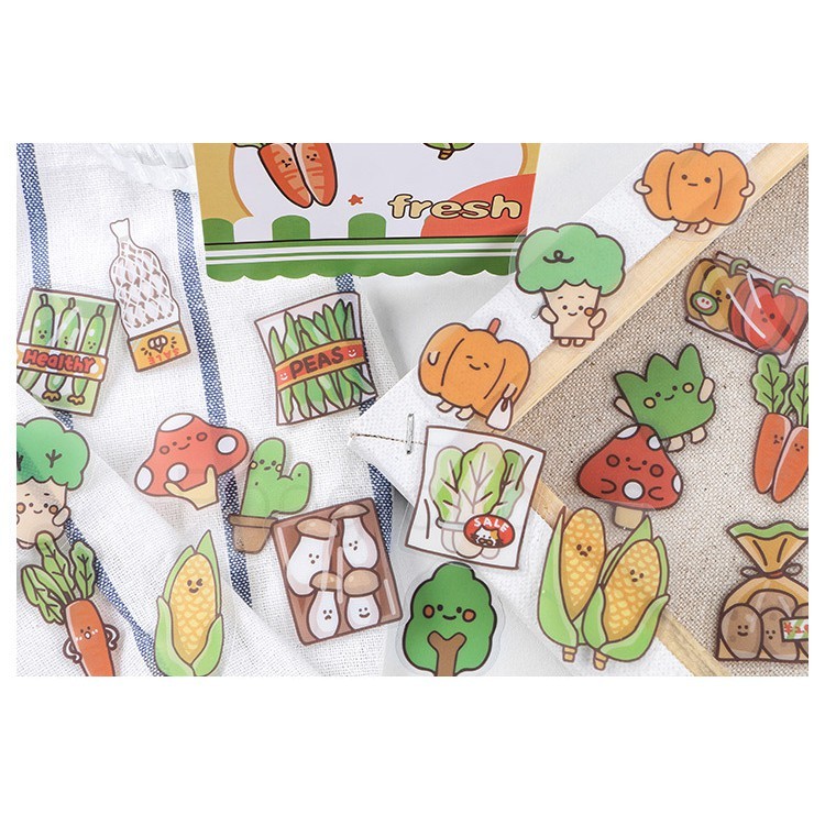 Sticker dán trang trí hình đồ ăn dễ thương, bộ 16 cái Poogroup