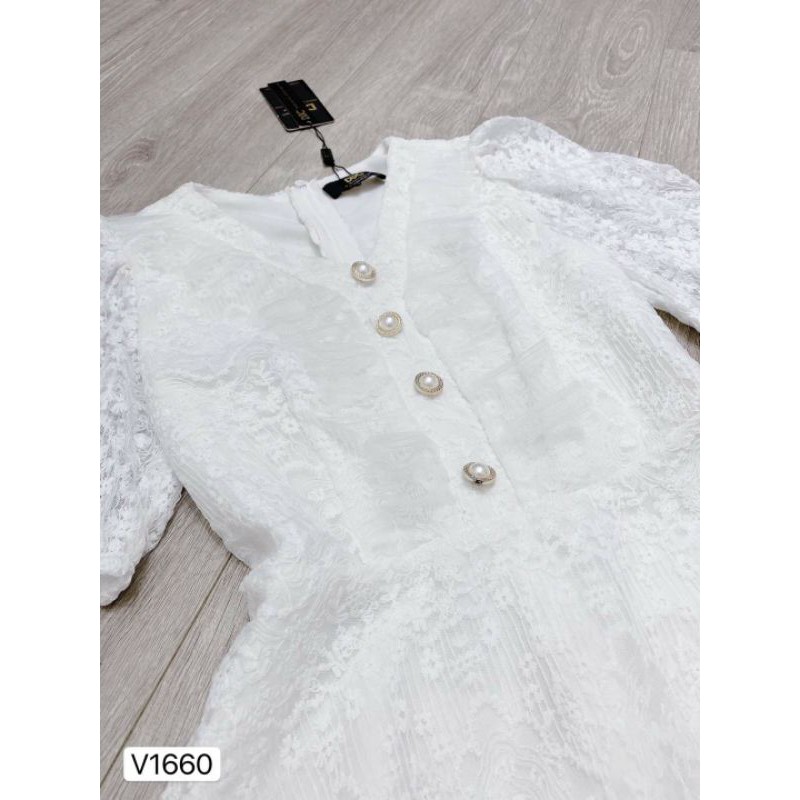 Váy xòe trắng hoa nổi V1660_ hàng thiết kế cao cấp