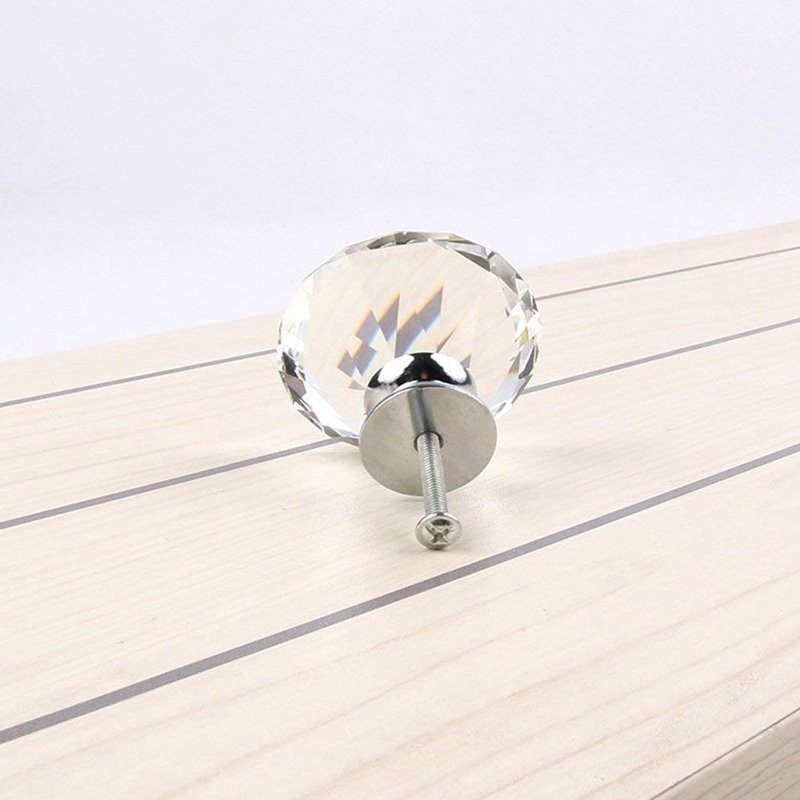 Tay nắm cửa/ngăn kéo bằng pha lê trong suốt sang trọng kích thước 40mm