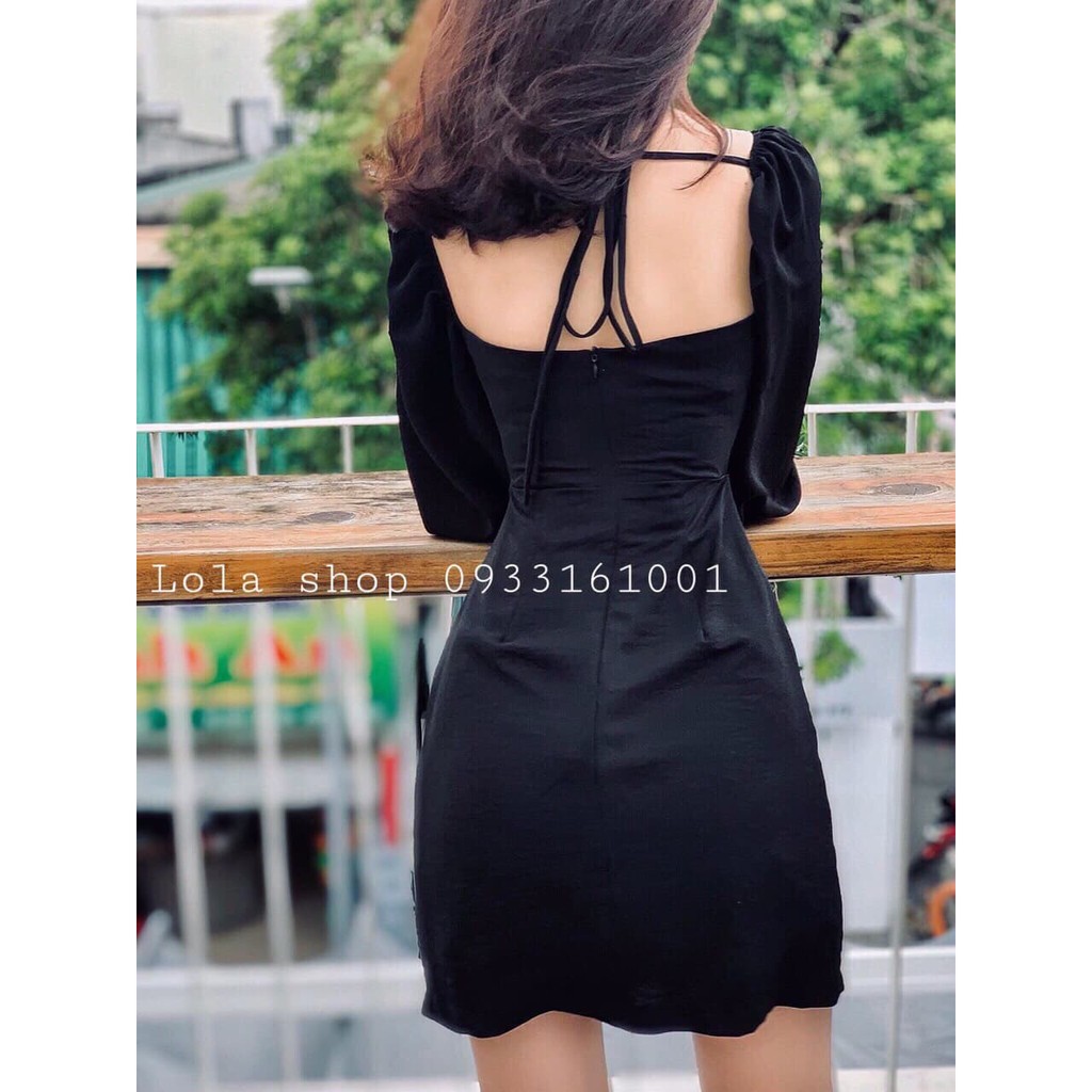 [Mẫu Mới]Váy Tay Dài Thắt Nơ Phong Cách Trẻ Trung Thời Trang Nữ Có 2 Màu ĐEN_TRẮNG | BigBuy360 - bigbuy360.vn