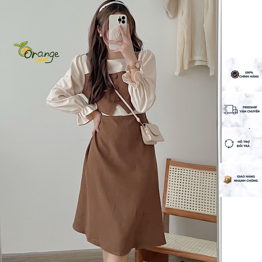 Đầm Dáng Dài Giả Gille Tay Dài Tiểu Thư Đầm Nữ Phong Cách Hàn Quốc Phù Hợp Đi Chơi Đi Dự Tiệc