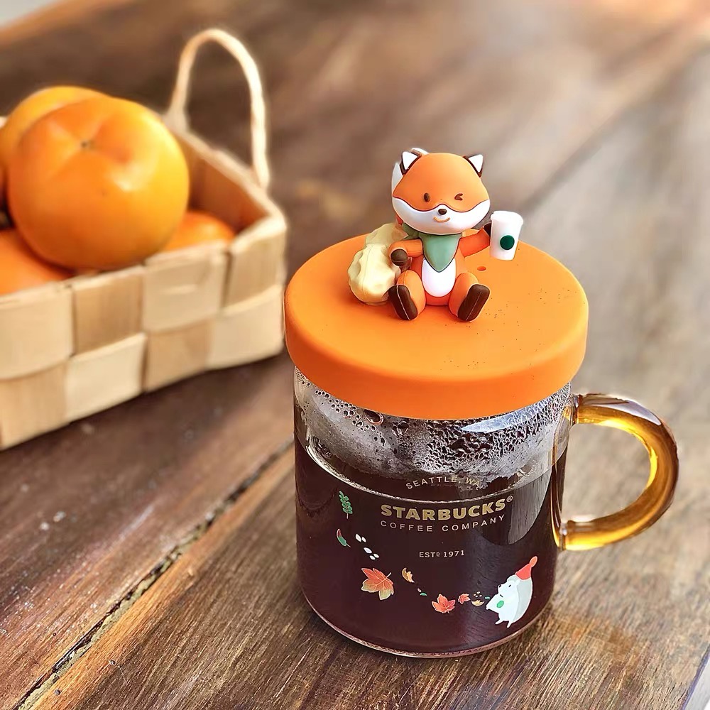 Ly cốc thủy tinh Starbucks sóc đỏ Dung tích 420ml